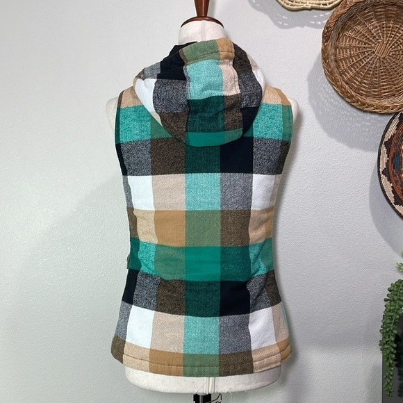 Kavu Zip Up Hooded Vest Kelly Green White Black Brown Tan Great for Fall Small - Picture 6 of 14